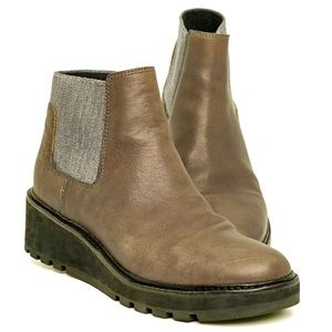 EILEEN FISHER Chelsea Twilight Matte Wedge Washed Leather Grey Taupe Short Boot
